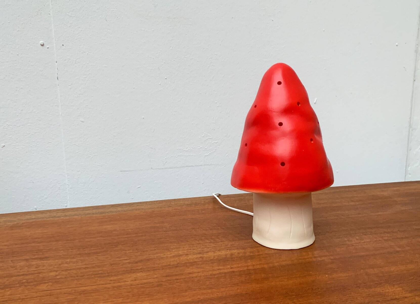 Postmodern plastic mushroom table lamp by Heico.