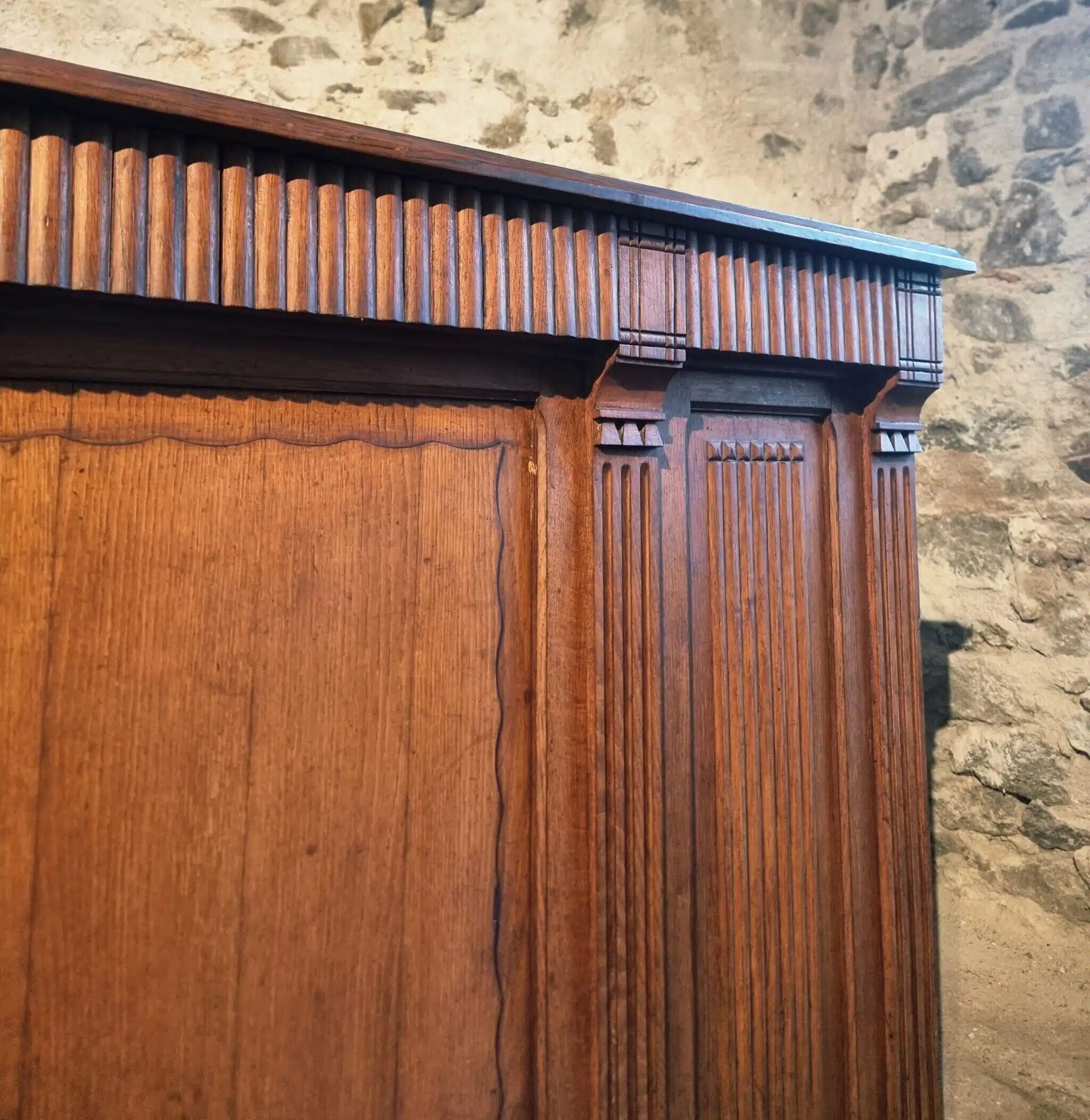Antique French oak counter / shop counter (early 1900s)
