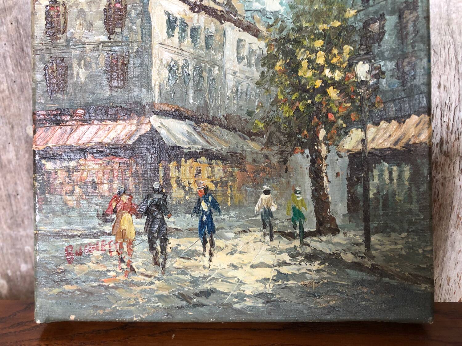 Old painting caroline burnett view of paris sacred heart oil on canvas