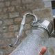 Antique pressed glass and silver-plated jug – Decorative wine pitcher H30 cm