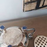 Bougeoir cente de table en métal argenté