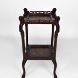 Japanese pedestal table in carved wood and lacquered panels, France, circa 1880