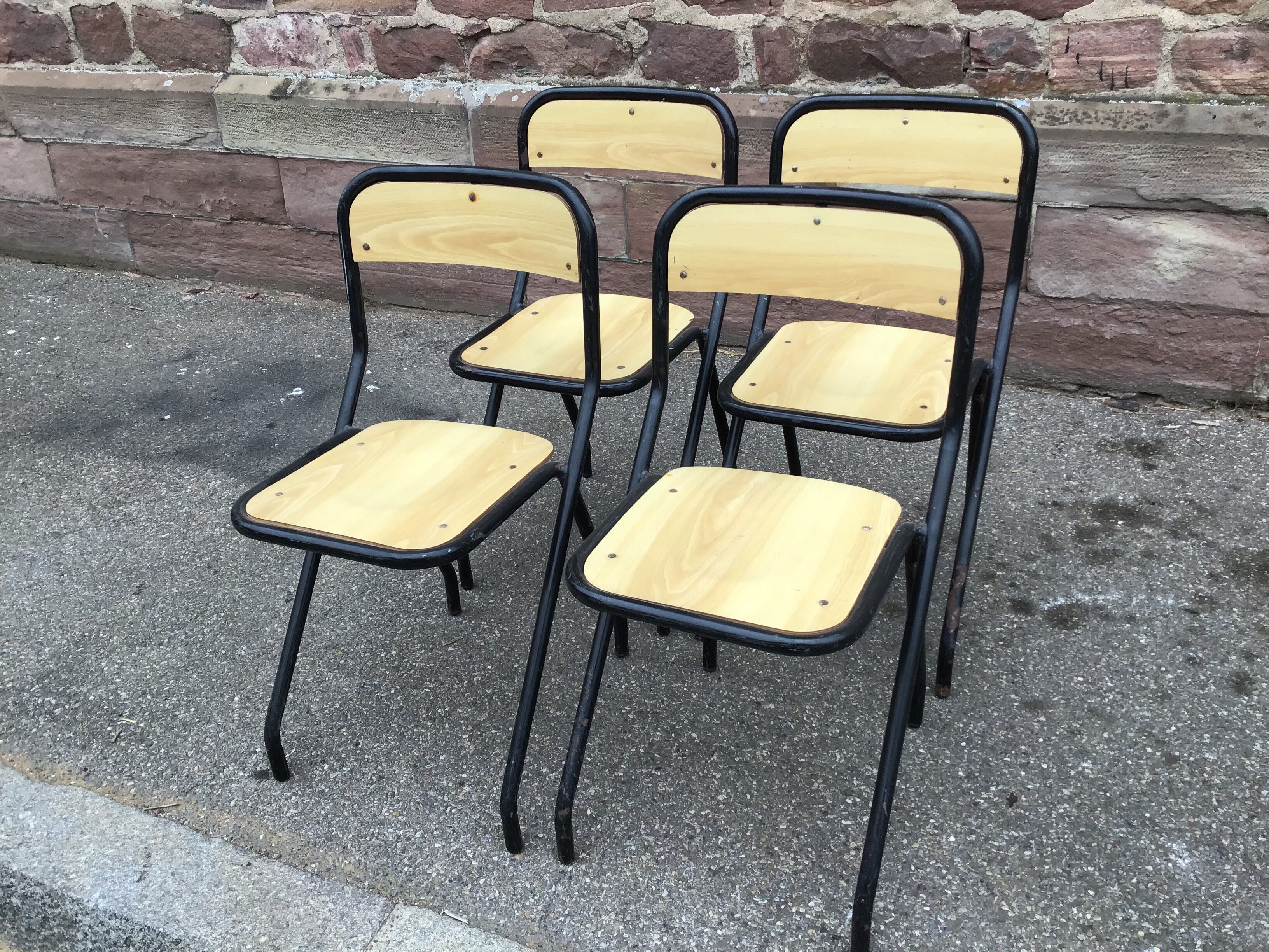 4 vintage school design chairs 1960