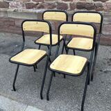 Set de 4 chaises design d’école vintage 1960