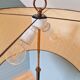 Vintage tripod floor lamp in black lacquered metal and brass, 50s