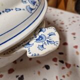 Iron earth soup tureen or vegetable dish bourgeois paris store model vieux lille blue garlands