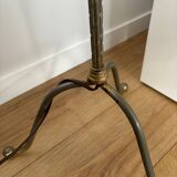 Floor lamp with vintage wool and brass shelf
