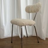 Rabbit fur chair with chrome legs