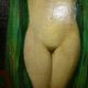 Peinture à l'huile originale d'époque représentant une femme nue