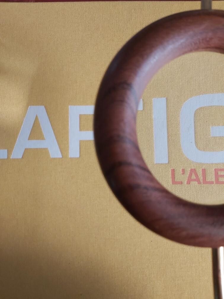 Scandinavian design magnifier wood and brass