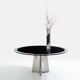 Table by Luigi Saccardo for Maison Jansen brushed steel black glass 1970
