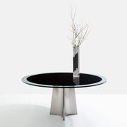 Table by Luigi Saccardo for Maison Jansen brushed steel black glass 1970