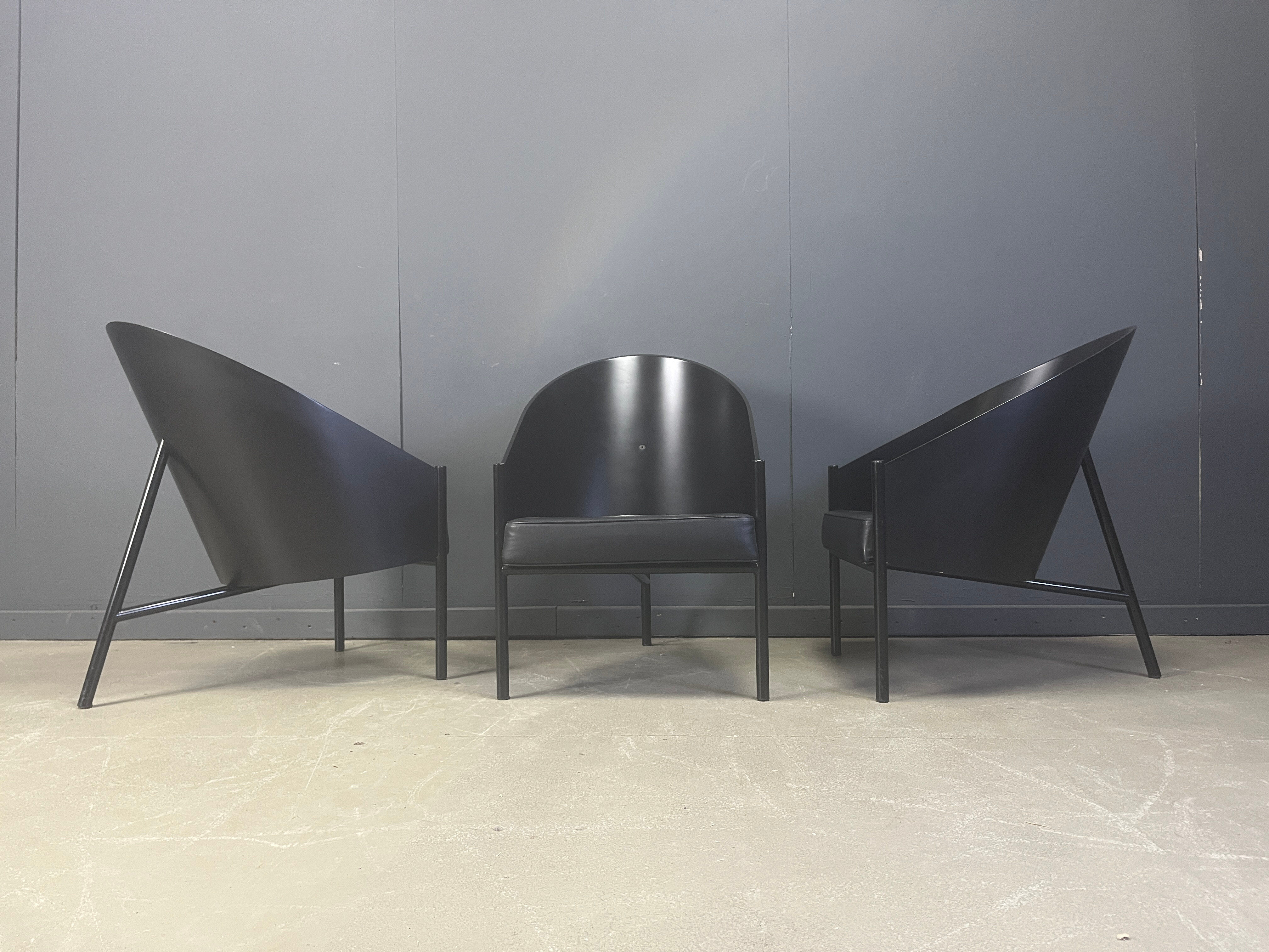 Ensemble de 3 chaises vintage Pratfall par Philippe Starck pour Driade, 1982