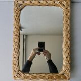 Rectangular rattan braided mirror, 29 by 41.5 cm