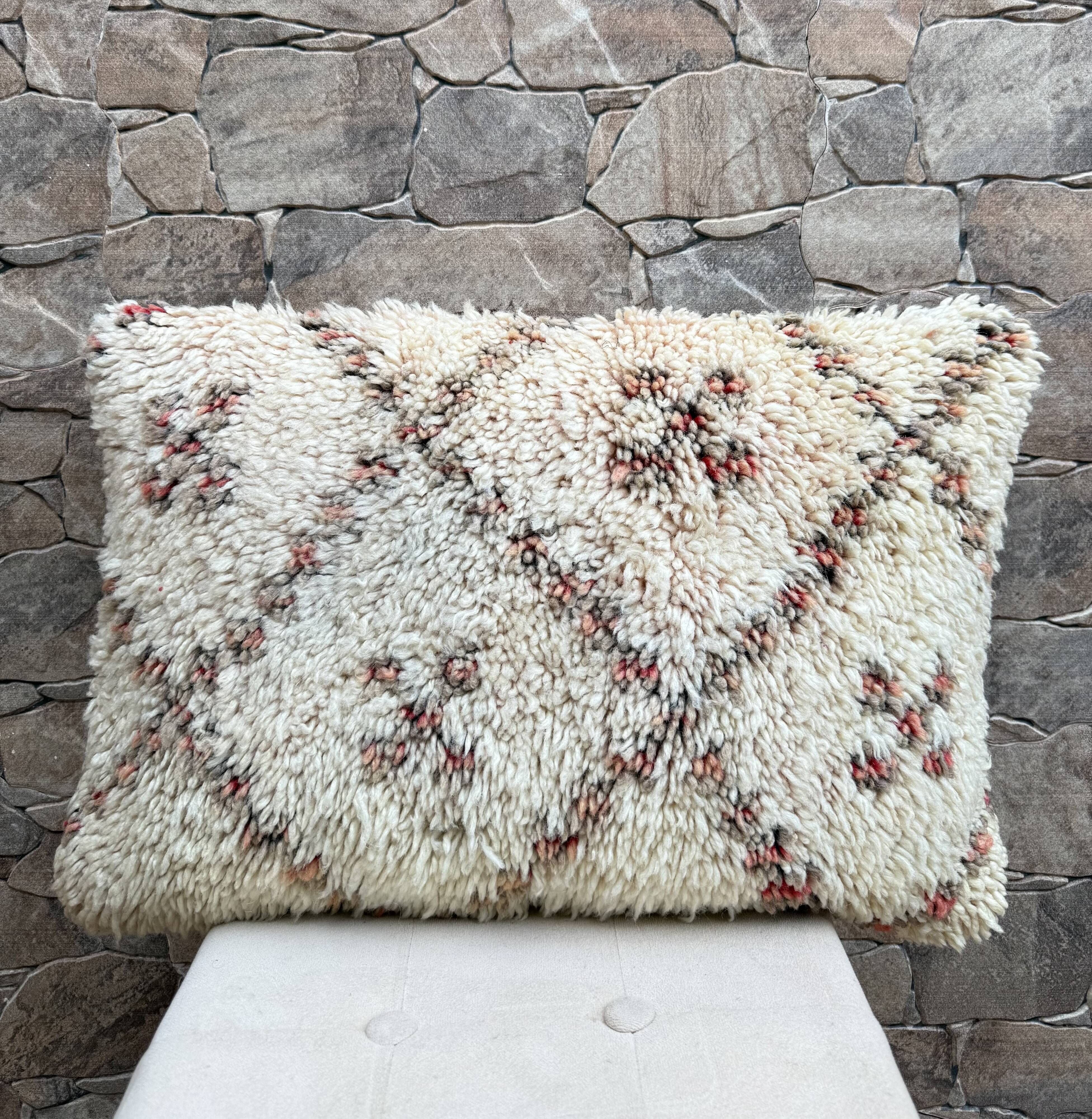 Vintage Berber wool cushion cover: Moroccan rug cushion,