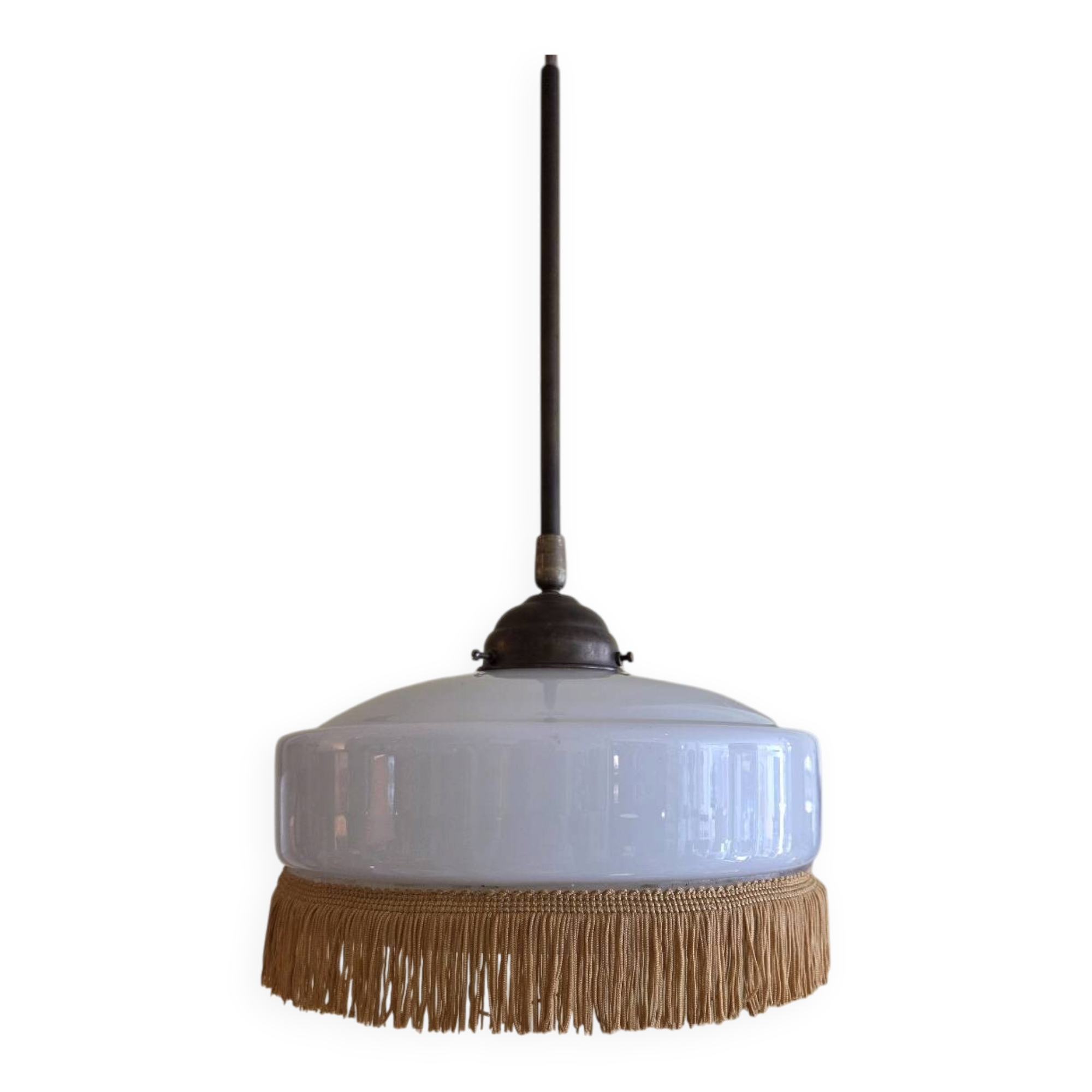 Art Deco suspension, white opaline