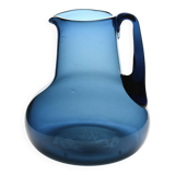 Blue blown glass jug by Claude Morin, Dieulefit circa 1975