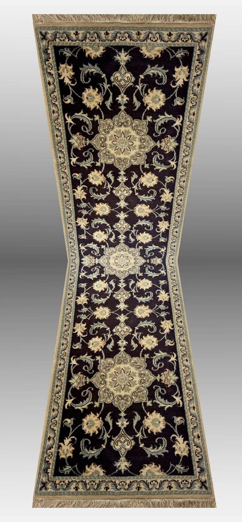 Oriental Rug Iran Nain Wool and Silk: 0.77 X 2.94 Meters