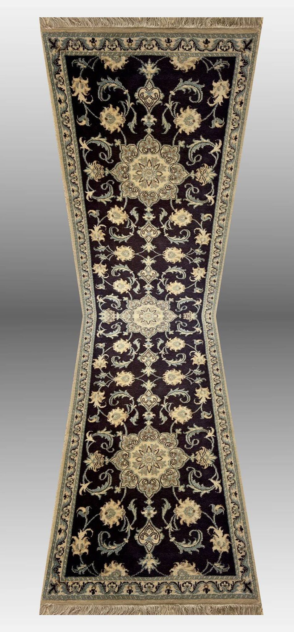 Oriental Rug Iran Nain Wool and Silk: 0.77 X 2.94 Meters