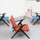 1950s scissors armchair in blue