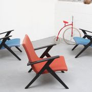 Fauteuil ciseaux des années 1950 en bleu