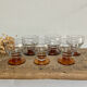 6 vintage glasses with amber feet