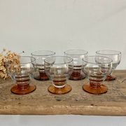 6 verres vintage aux pieds ambrés