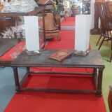 Table basse plateau carreau pierre nature pieds acier art deco