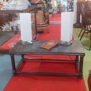 Table basse plateau carreau pierre nature pieds acier art deco