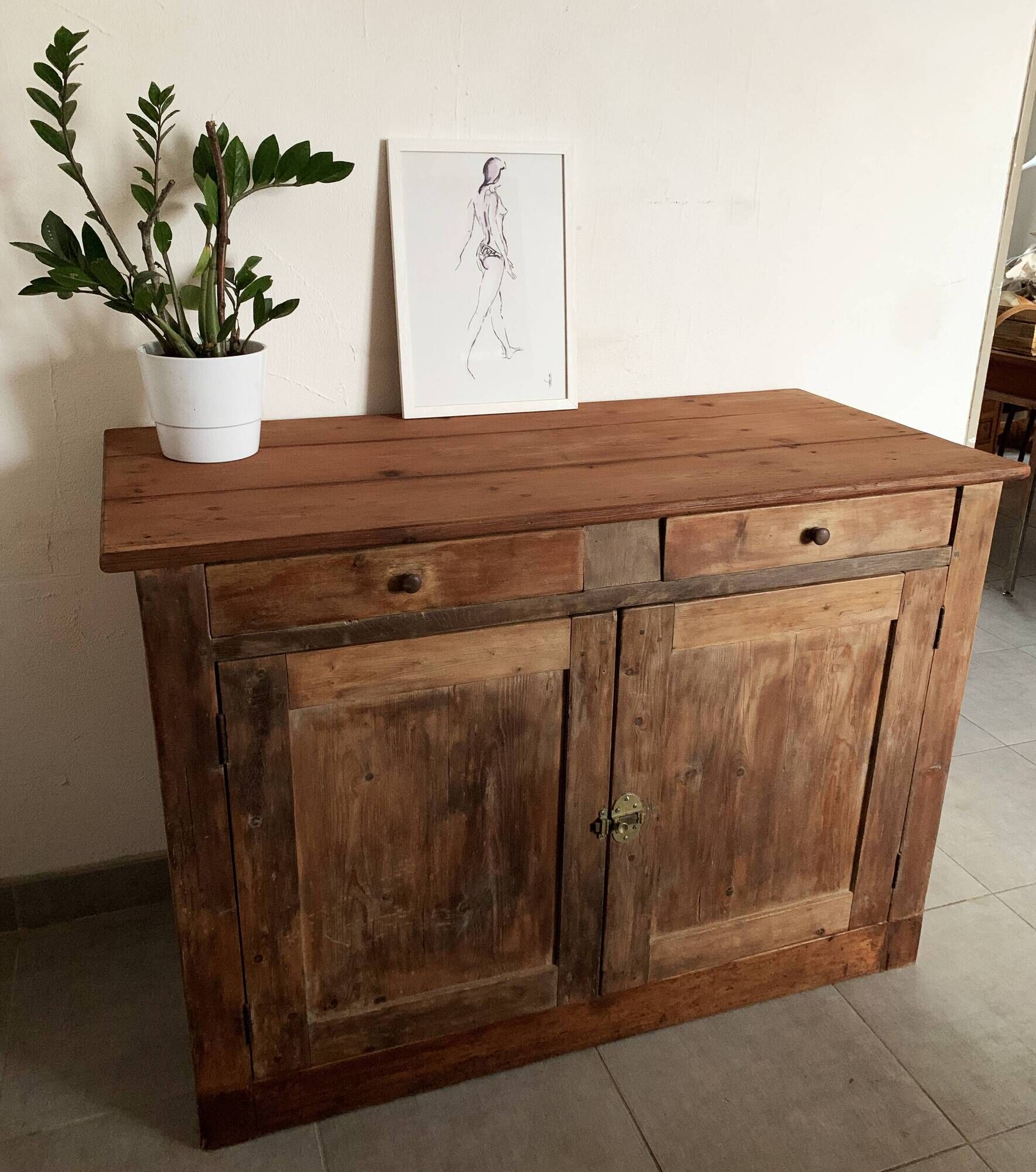 Vintage parisian buffet of the 50s in oak wood