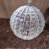 Ball shaped chandelier with hexagonal tassels and transparent pearls Vintage
