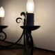 Vintage black wrought iron wall sconce with 2 lights – 1950s/60s