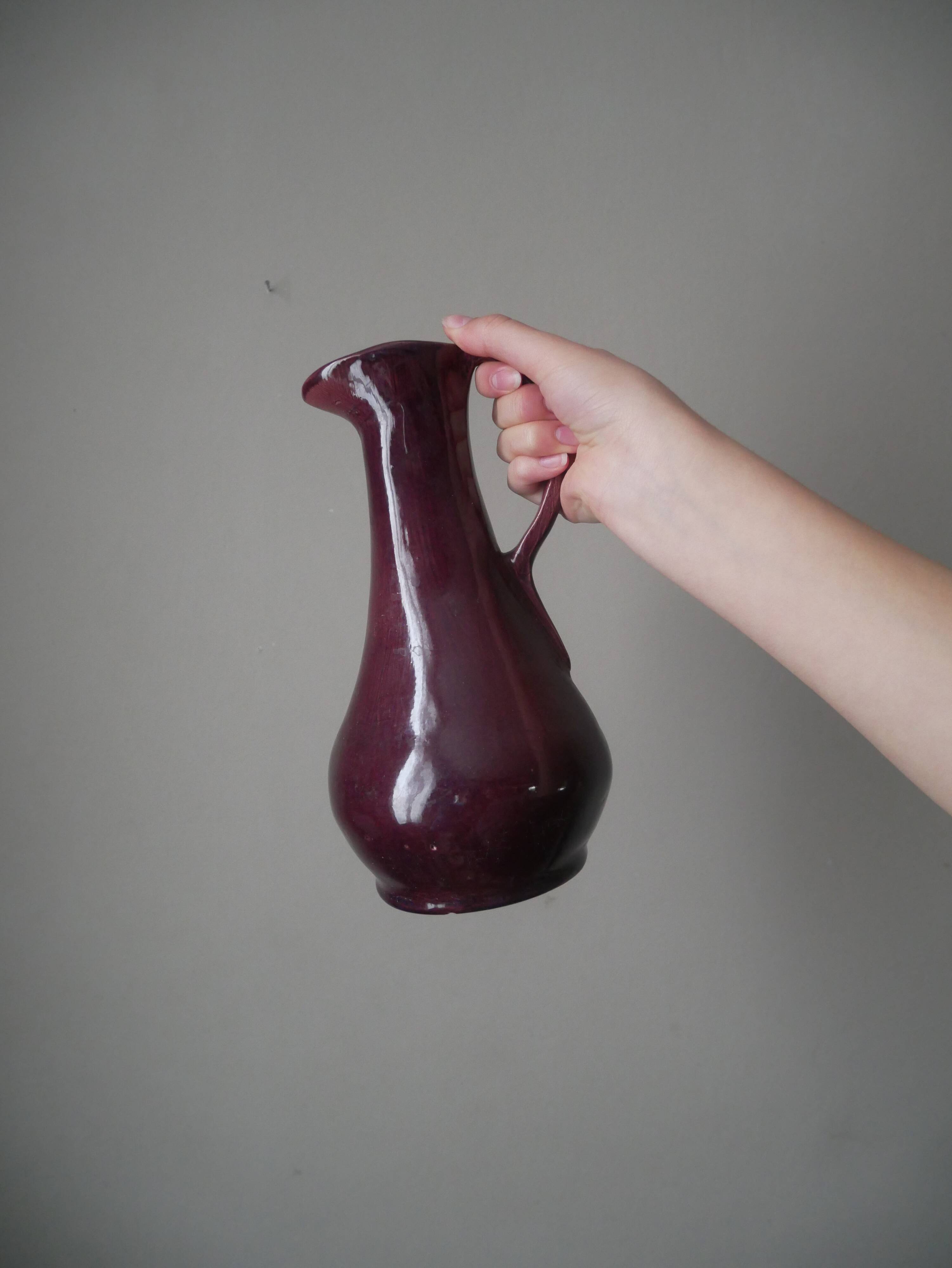 Pitcher vase with handle ceramic handmade pottery country decoration