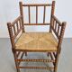 Mid-Century Arts and Craft Oak Bobbin Chair with Rush Seat, 1930s