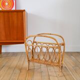 Bamboo/rattan magazine rack, 1960s
