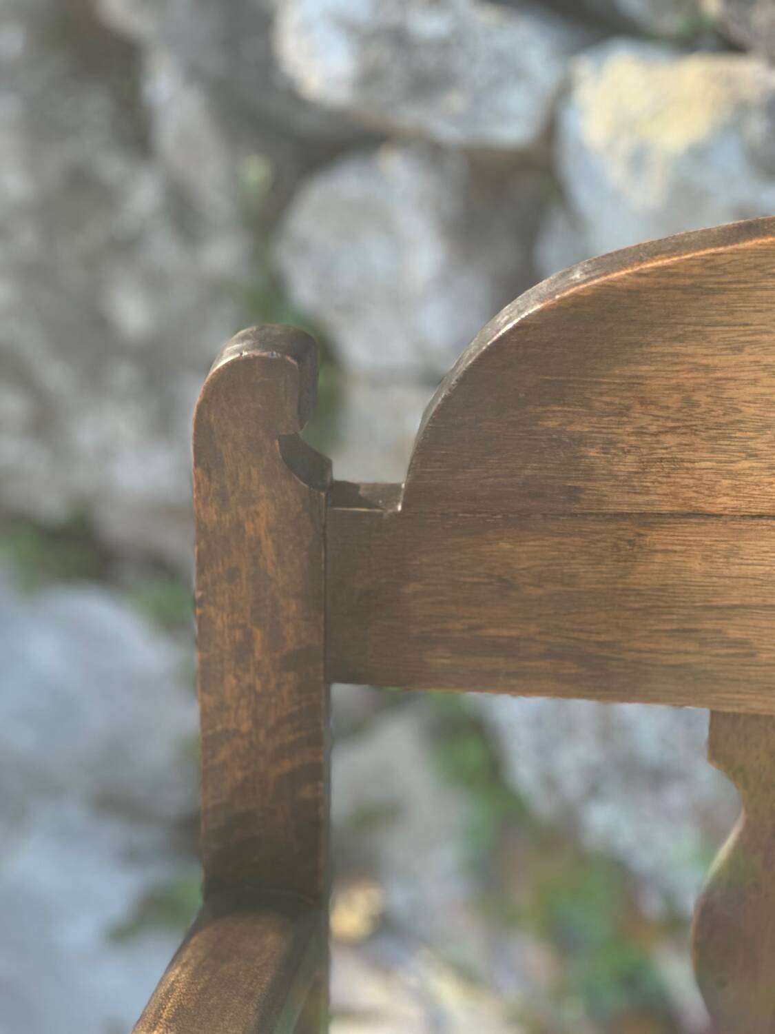 Pair of armchairs in stained wood and leather, 20th century