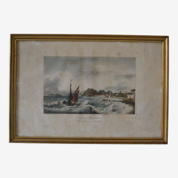 a l garneray (1783 1857) view of la ciotat engraving marinea aquatint circa 1830