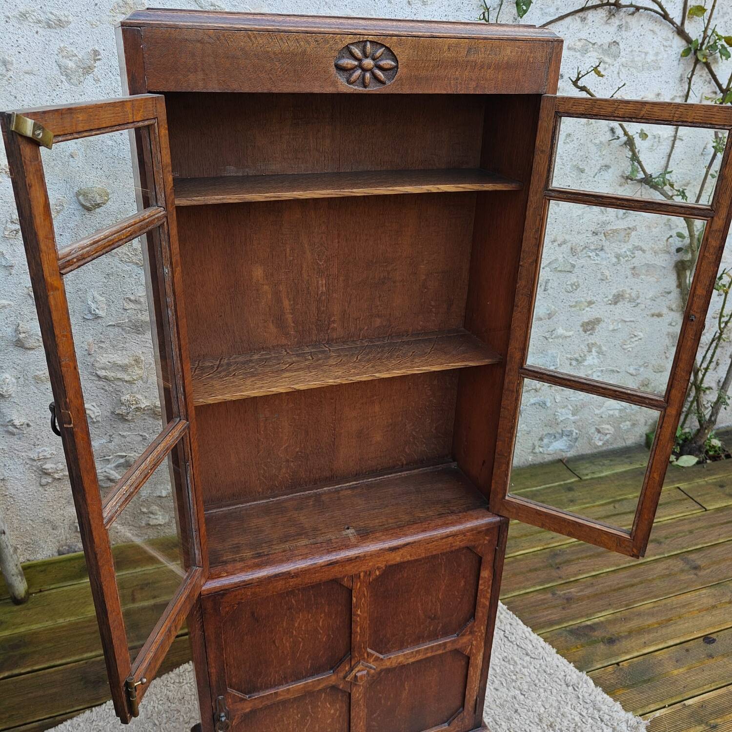 Oak display cabinet bookcase