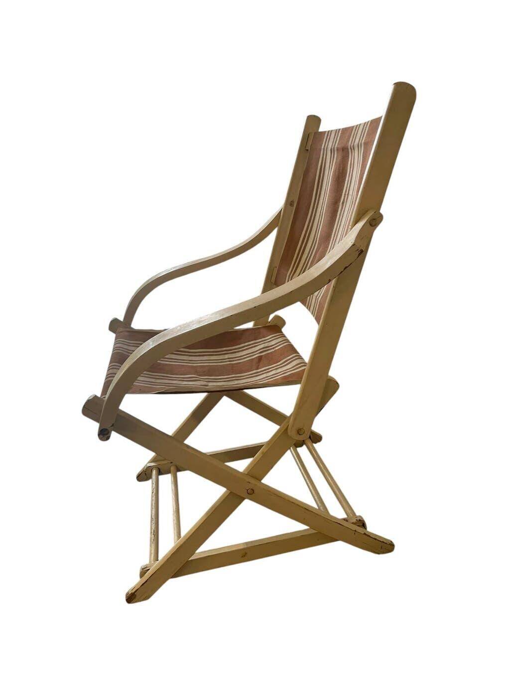 Chaise de plage/camping pliante vintage en bois