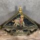 India circa 1900: attractive corner shelf in lacquered and painted wood