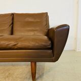 Vintage retro Danish mid-century G. Thams 4 person sofa in brown leather 1960