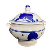 Lunéville, soupière en faïence à décor bleu fin XIXème