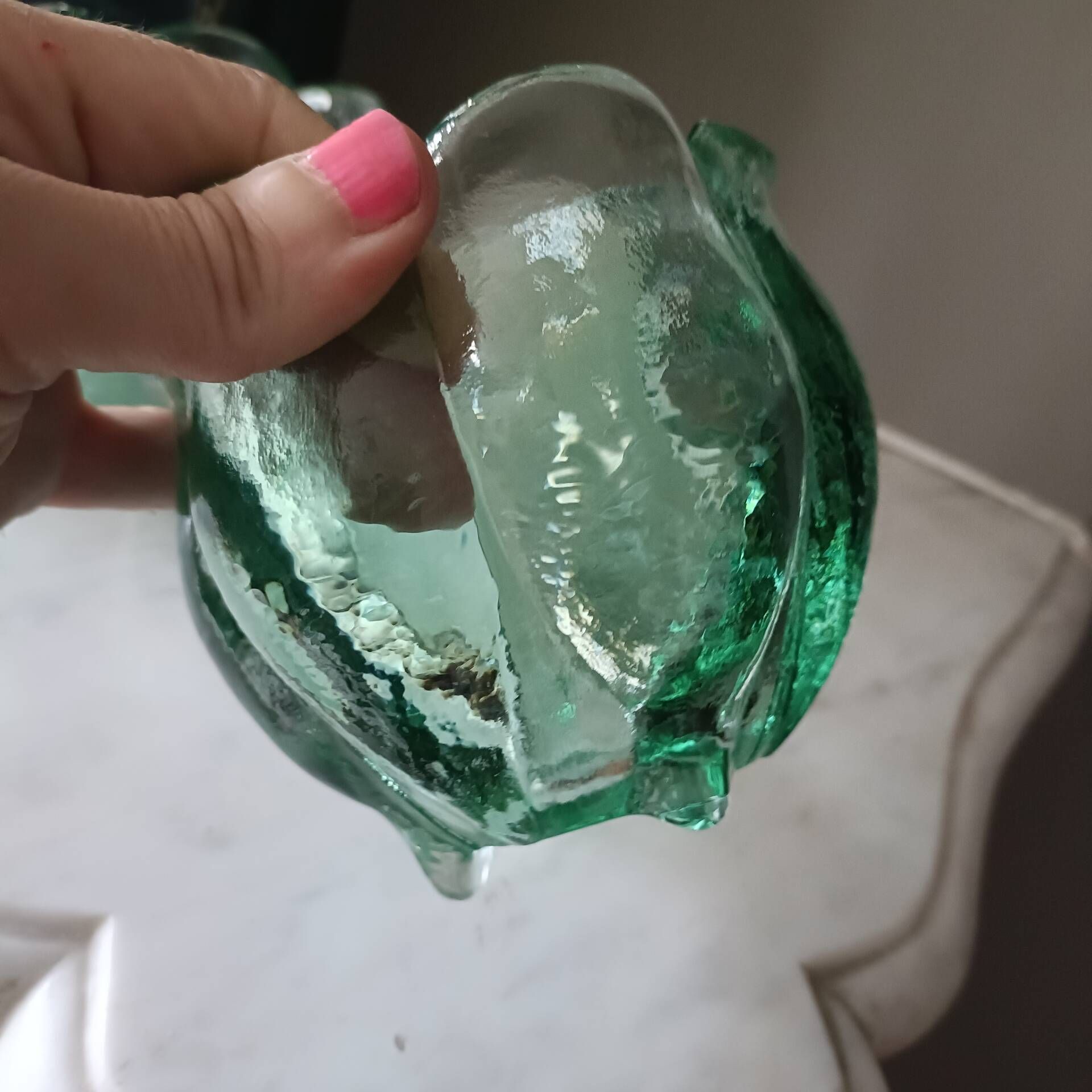 Paire de bougeoirs vintage en verre
