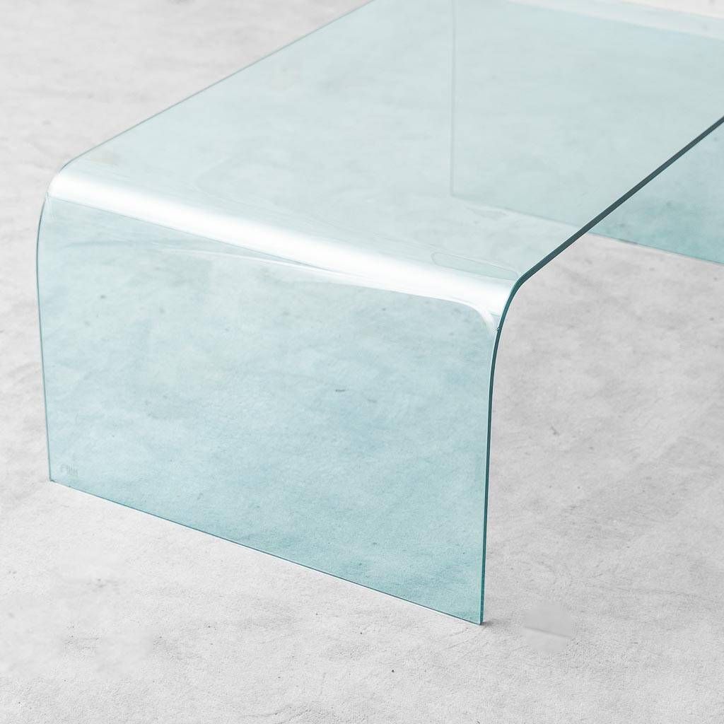 Vintage Fiam Italia coffee table in curved glass minimalist design 1970s
