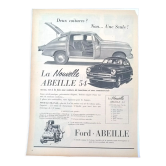 Publicité papier  la nouvelle Abeille 54  Ford issue d'une revue d'époque