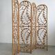 Vintage Four-part Rattan Peacock Screen, Room Divider, 1950s