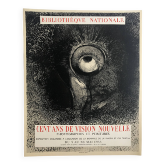 Odilon redon (d'après) bibliothèque nationale, 1955. affiche originale lithographie mourlot