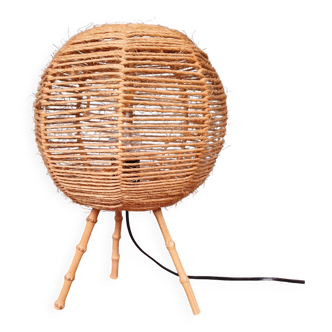 Vintage rope tripod lamp, 60s