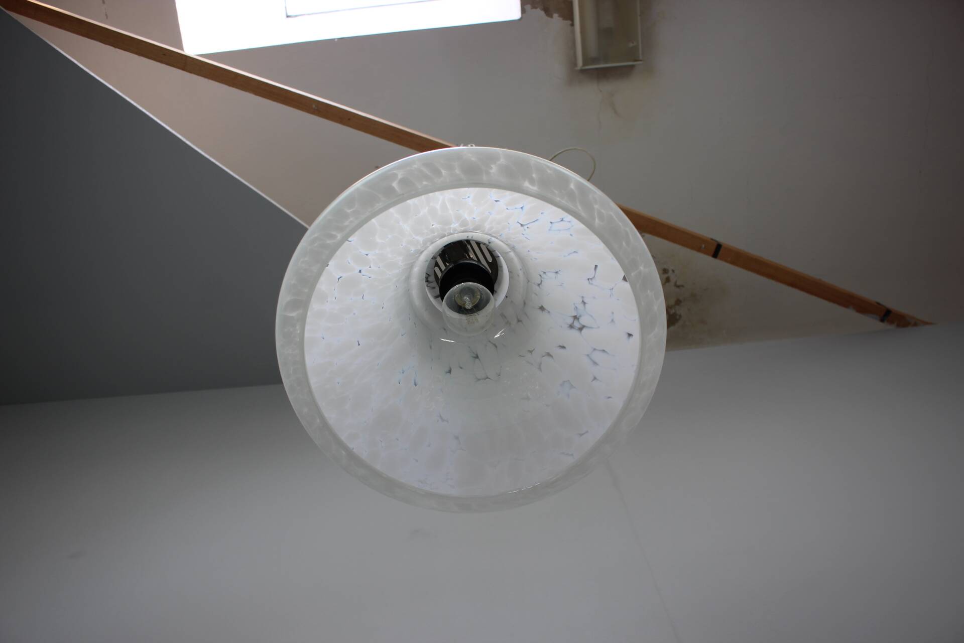 1970s Czechoslovak Mid-Century Glass Pendant Lamp with Marbled Shade