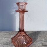 Art Deco pink glass candlestick